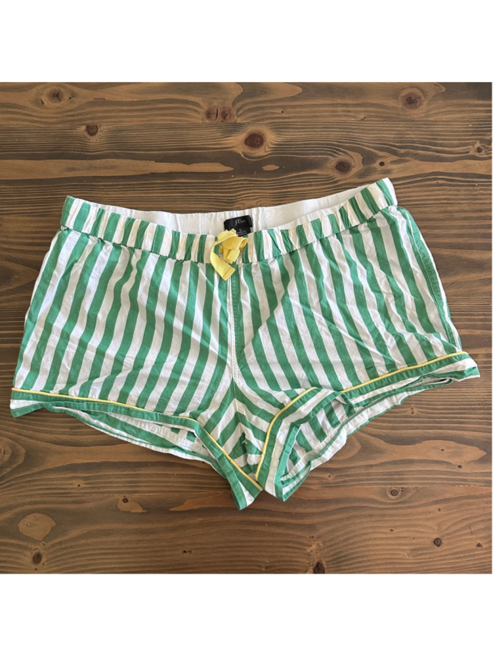 J.Crew Pajama Shorts Womens Large Green White Stripe Cotton Sleep Shorts